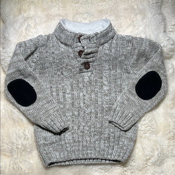 Other - Gray Cable Knit Boys 3T  Sweater with Elbow Patches